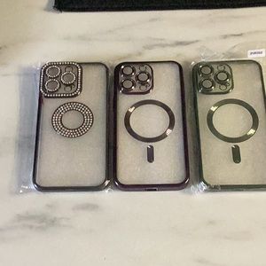 iPhone 14 pro max luxury plating flash diamond silicone phone cases